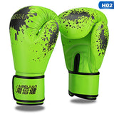 Boxing gloves adult juvenile Taekwondo Sanda half-finger household gloves-splash ink fluorescent/ adult gloves professional