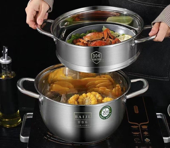 304  Stainless 28cm 3-Layers Steam pot